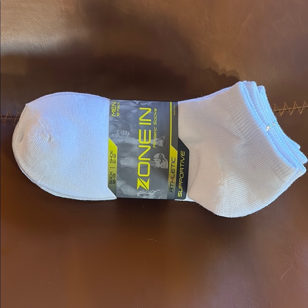 White Low-Cut Athletic Socks with Neon Band